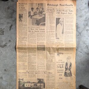 Vintage Pittsburgh Post-Gazette Newspaper